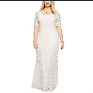 Nemidor White 3/4 Sleeve Maxi Lace Dress Size 18